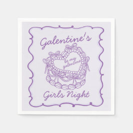 Paarse Boog Retro Hart Coquette Cake Galentines Servet