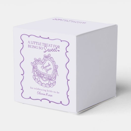 Paarse Boog Retro Hart Coquette Taart Bruidsdouche Bedankdoosjes (Achterkant)
