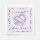 Paarse Boog Retro Hart Coquette Taart Bruidsdouche Servet (Voorkant)