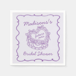 Paarse Boog Retro Hart Coquette Taart Bruidsdouche Servet