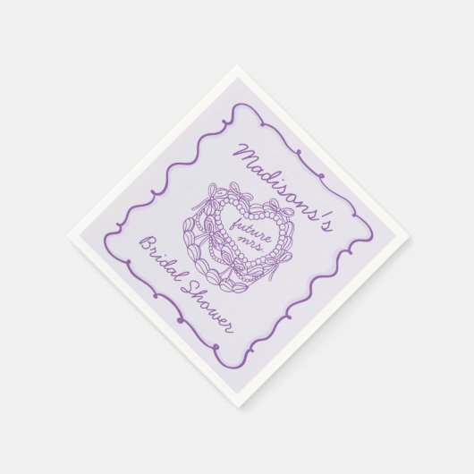 Paarse Boog Retro Hart Coquette Taart Bruidsdouche Servet (Hoek)