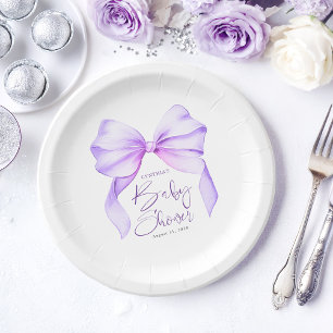 Paarse boog Schattige Baby shower Papieren Bordje