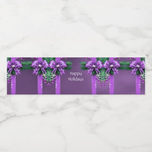 Paarse boog vakantie waterfles etiket (Enkel label)