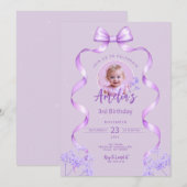 Paarse Boog Verjaardag Elke Leeftijd Uitnodiging m (Voorkant / Achterkant)