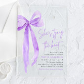 Paarse boog Ze bindt de knoop Vrijgezellenfeest Acryl Uitnodigingen