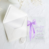 Paarse boog Ze bindt de knoop Vrijgezellenfeest Acryl Uitnodigingen