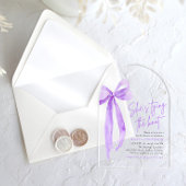 Paarse boog Ze bindt de knoop Vrijgezellenfeest Acryl Uitnodigingen