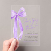 Paarse boog Ze bindt de knoop Vrijgezellenfeest Acryl Uitnodigingen (Insitu (Draagbaar))