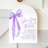 Paarse boog Ze bindt de knoop Vrijgezellenfeest Kaart