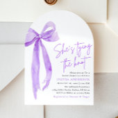 Paarse boog Ze bindt de knoop Vrijgezellenfeest Kaart