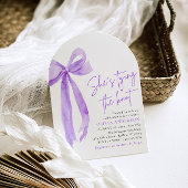 Paarse boog Ze bindt de knoop Vrijgezellenfeest Kaart