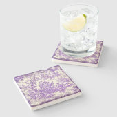 paarse boom Toile de Jouy afgedrukt Stenen Onderzetter (Zijkant)