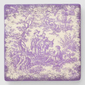 paarse boom Toile de Jouy afgedrukt Stenen Onderzetter (Voorkant)