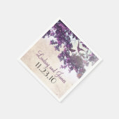 Paarse Boom Tortelduifjes bruiloft Servet (Hoek)