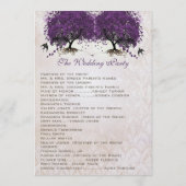 Paarse Boom  Tortelduifjes Damask Bruiloft Programmakaart (Achterkant)