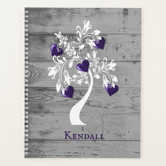 Paarse boom van het hart Gepersonaliseerde Planner (Voorkant)