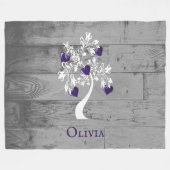 Paarse boom van het hart Persoonlijke ventilatorba Fleece Deken (Voorkant (Horizontaal))