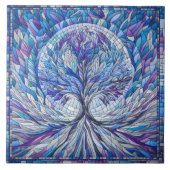 Paarse Boom van Rust Mozaïek kunst Tegeltje (Voorkant)