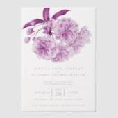 Paarse boombloesem waterverf foto bruiloft vellum uitnodigingen (Voorkant)