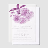 Paarse boombloesem waterverf foto bruiloft vellum uitnodigingen (Offset)