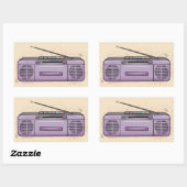 Paarse boombox rechthoekige sticker (Vel)