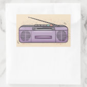 Paarse boombox rechthoekige sticker (Tas)