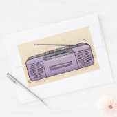 Paarse boombox rechthoekige sticker (Envelop)