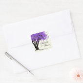 Paarse boomdansende bloemen vierkante sticker (Envelop)