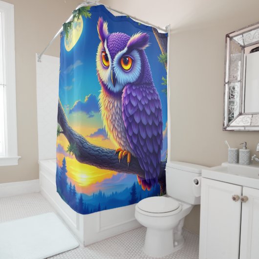 Paarse boomgaard douchegordijn (In situ)