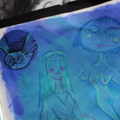 Paarse boomgaard ronde sticker