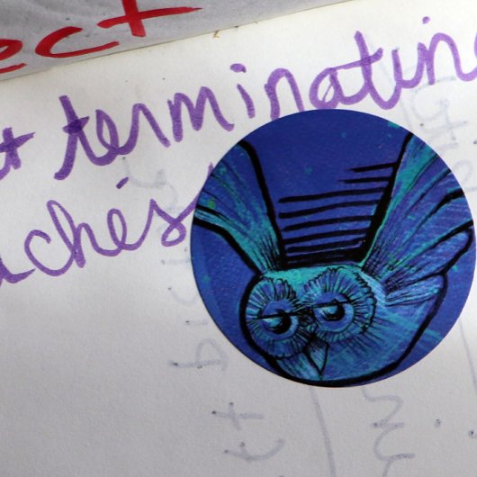 Paarse boomgaard ronde sticker