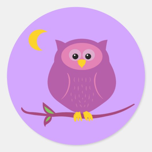 Paarse boomgaard ronde sticker (Voorkant)