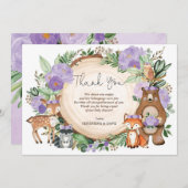 Paarse boomgaarden Baby shower Bedankkaart (Voorkant / Achterkant)