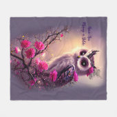 Paarse boomgaarden en roze bloemen fleece deken (Voorkant (Horizontaal))