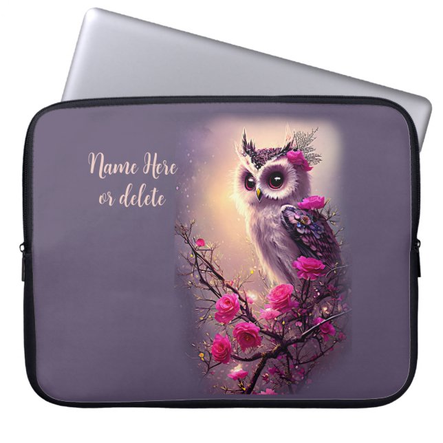 Paarse boomgaarden en roze bloemen laptop sleeve (Voorkant)