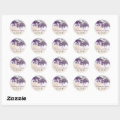 paarse boomliefde vogels trouwstickers ronde sticker (Vel)