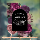 Paarse bordeaux bloemen Vrijgezellenfeest Welkom Acryl Bord (Neutraal)