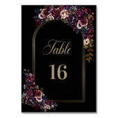 Paarse bordeaux zwart bloemenboog bruiloft kaart (Achterkant)