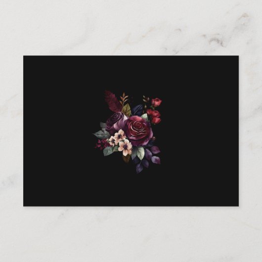 Paarse bordeaux zwart bloemenbruiloft details informatiekaartje (Achterkant)