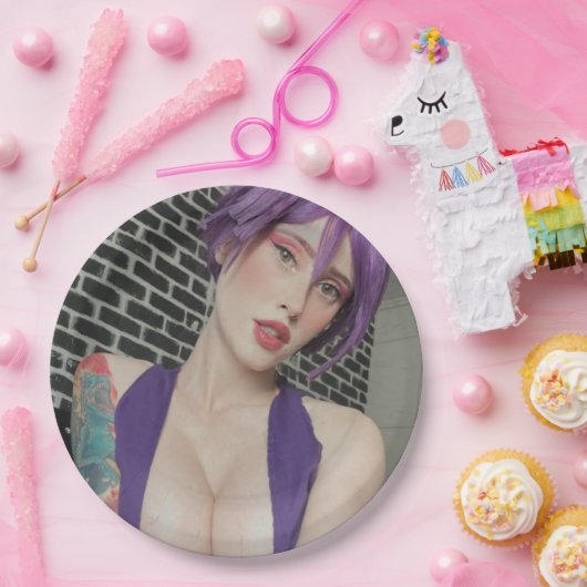 Paarse Borden Papieren Bordje (Feest)