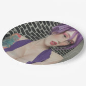 Paarse Borden Papieren Bordje (Gekanteld)