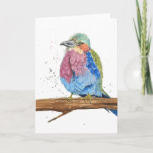 Paarse Borst Scharrelaar Vogel Wenskaart