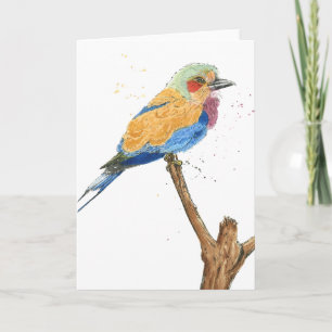 Paarse Borst Scharrelaar Vogel Wenskaart Feestdagen Kaart