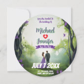 Paarse Bos Bruiloft Op Maat Gemaakte Foto Save the Save The Date (Voorkant)