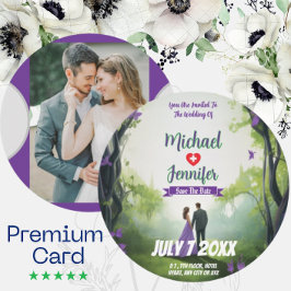 Paarse Bos Bruiloft Op Maat Gemaakte Foto Save the Save The Date