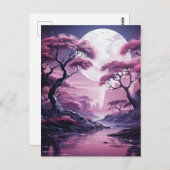 Paarse bos in maanlicht achtergrond briefkaart (Voorkant / Achterkant)