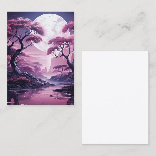 Paarse bos in maanlicht achtergrond visitekaartje (Voorkant / Achterkant)