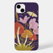 Paarse bos paddestoel iPhone hoesje (Achterkant)