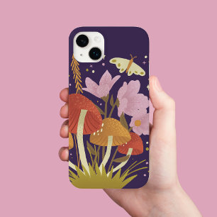 Paarse bos paddestoel iPhone hoesje