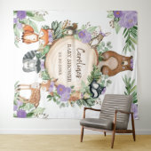 Paarse bossen Baby shower Welkomstwoord Wandkleed (In Situ (horizontaal))
